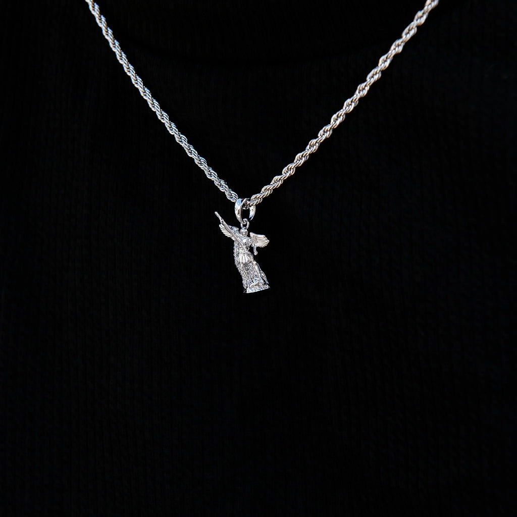 Micro Saint Michael Pendant in White Gold