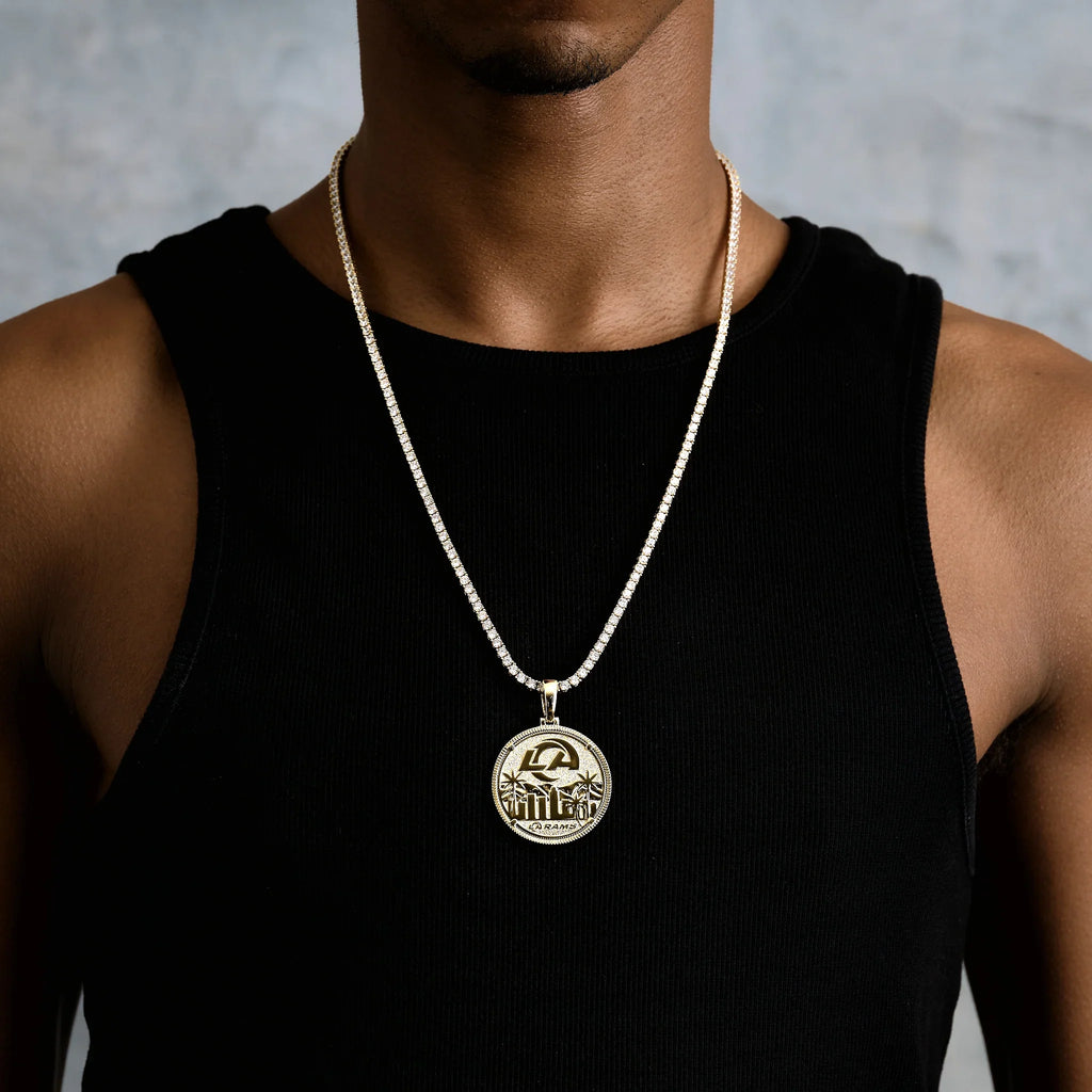 LA Rams Official NFL Coin Pendant in Yellow Gold
