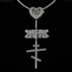 GLD X Bloody Osiris Iced Locket Rosary Chain in White Gold