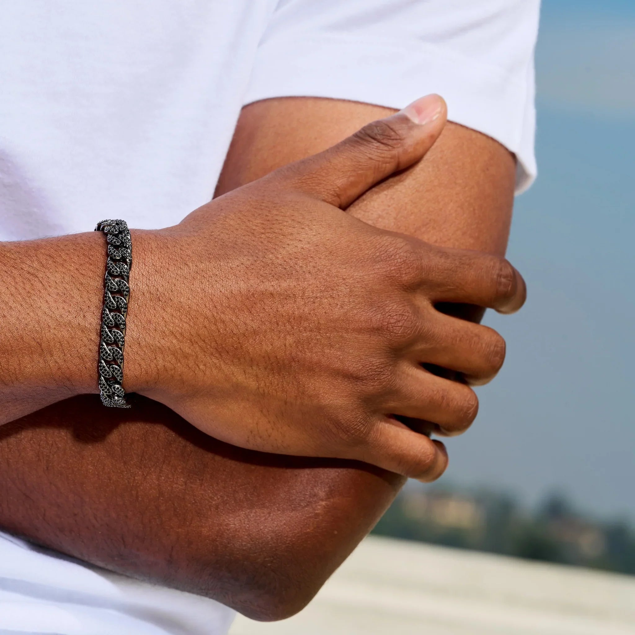 Black Diamond Cuban Chain Bracelet in Black - 8.5mm