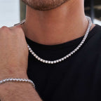 Diamond Tennis Chain + Bracelet Bundle in White Gold- 5mm