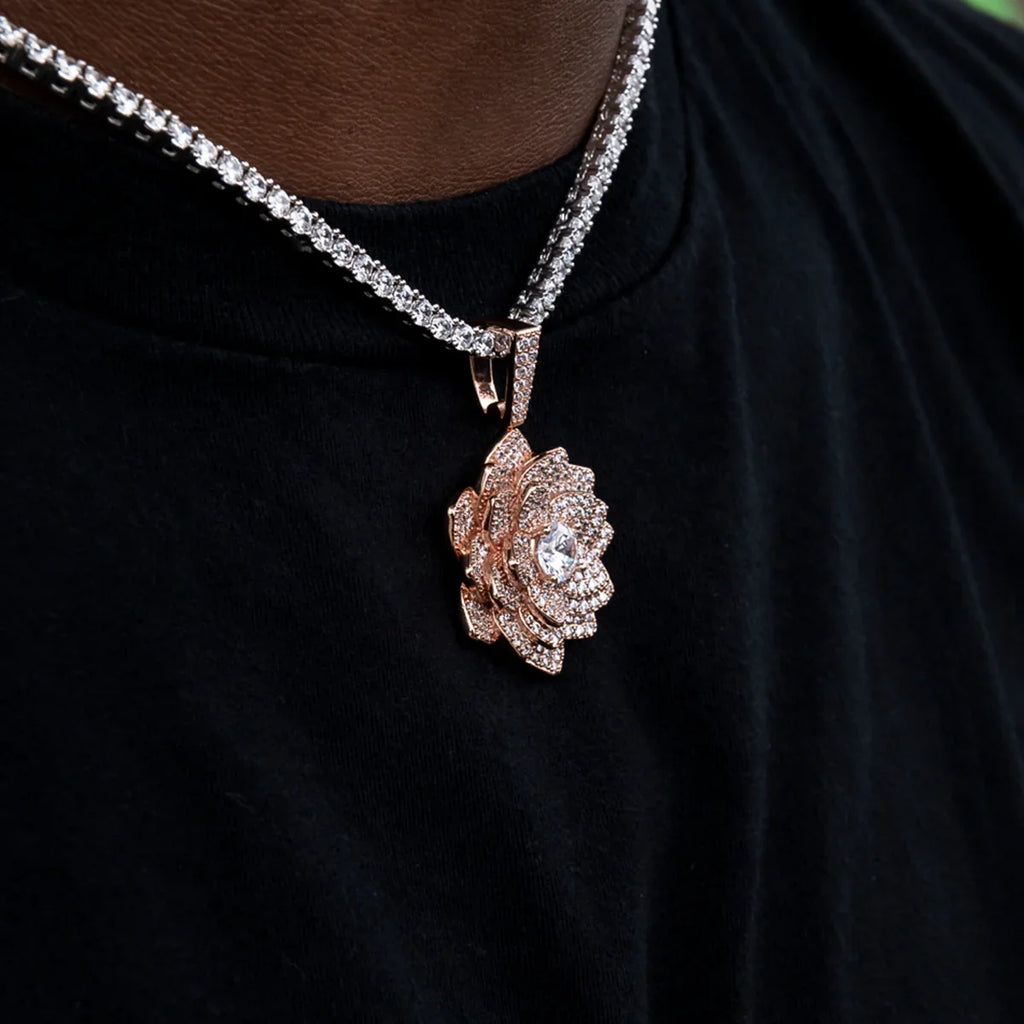 Diamond Rose Pendant in Rose Gold