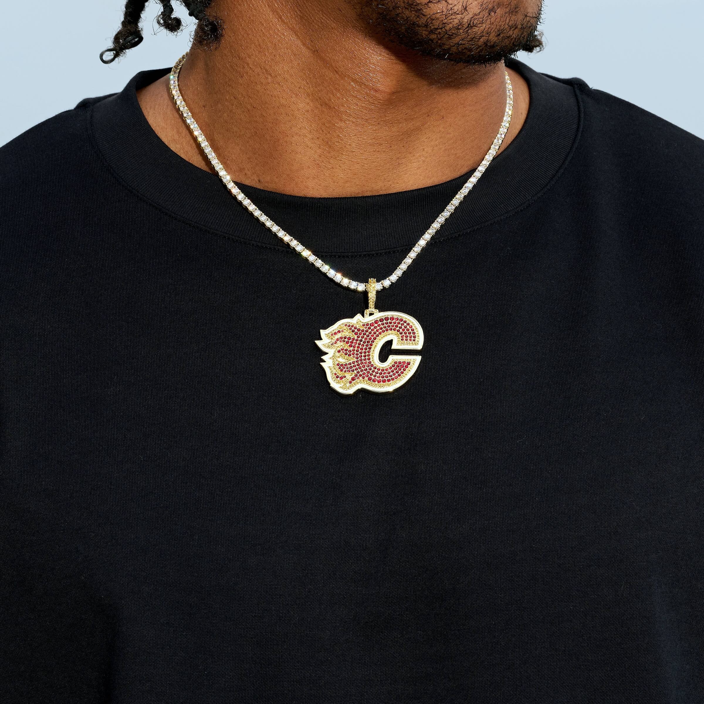 Calgary Flames Official NHL Logo Pendant in Yellow Gold