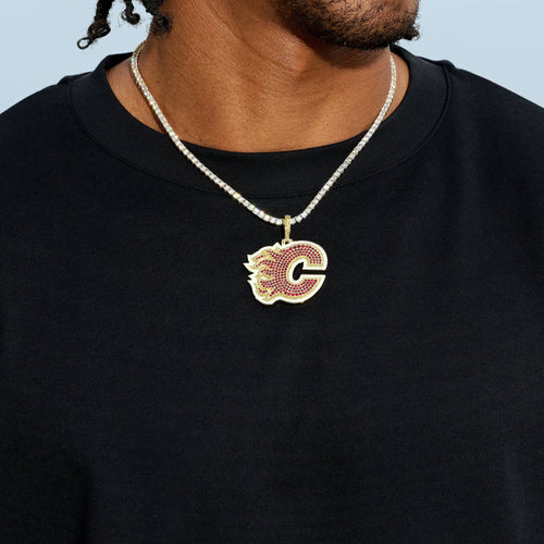 Calgary Flames Official NHL Logo Pendant in Yellow Gold
