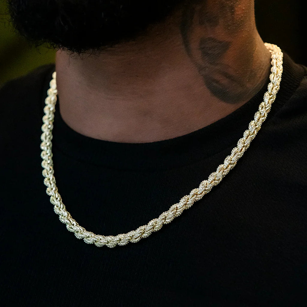 Diamond Rope Chain + Bracelet Bundle in Yellow Gold- 7mm