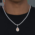 Micro Iced Teardrop Rock Pendant in White Gold