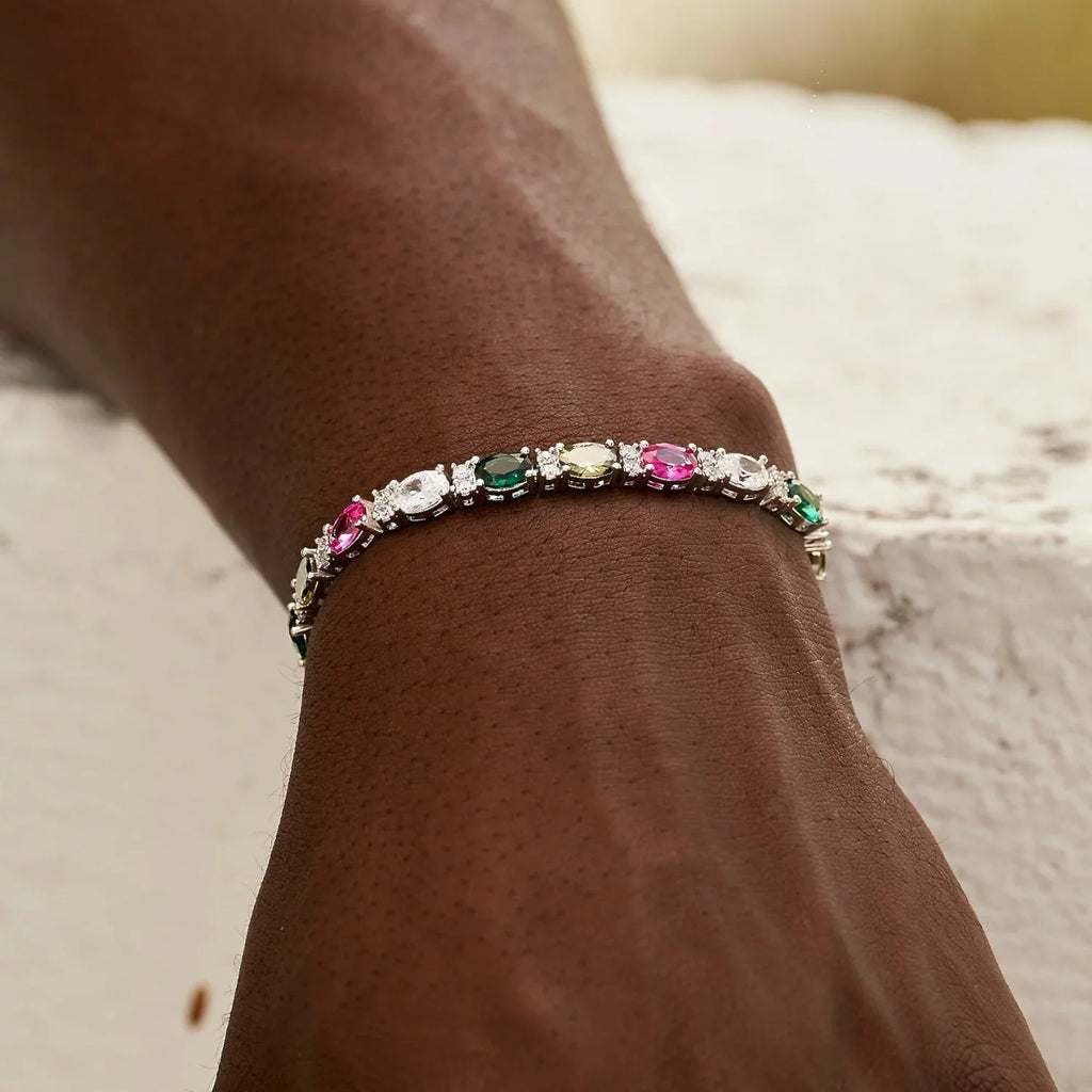 Multicolor Mixed Oval Cut Tennis Chain + Bracelet Bundle- 5mm