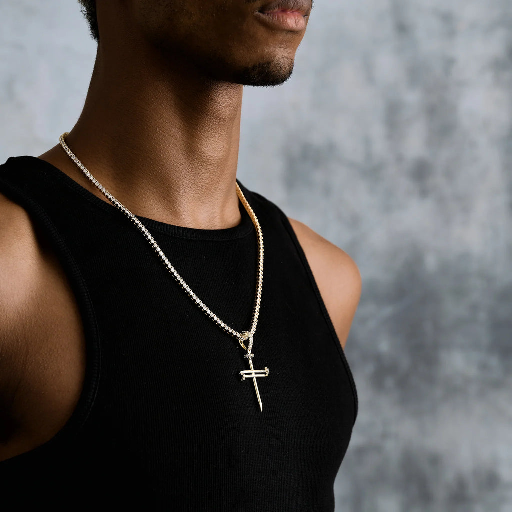 Nail Cross Pendant in Yellow Gold