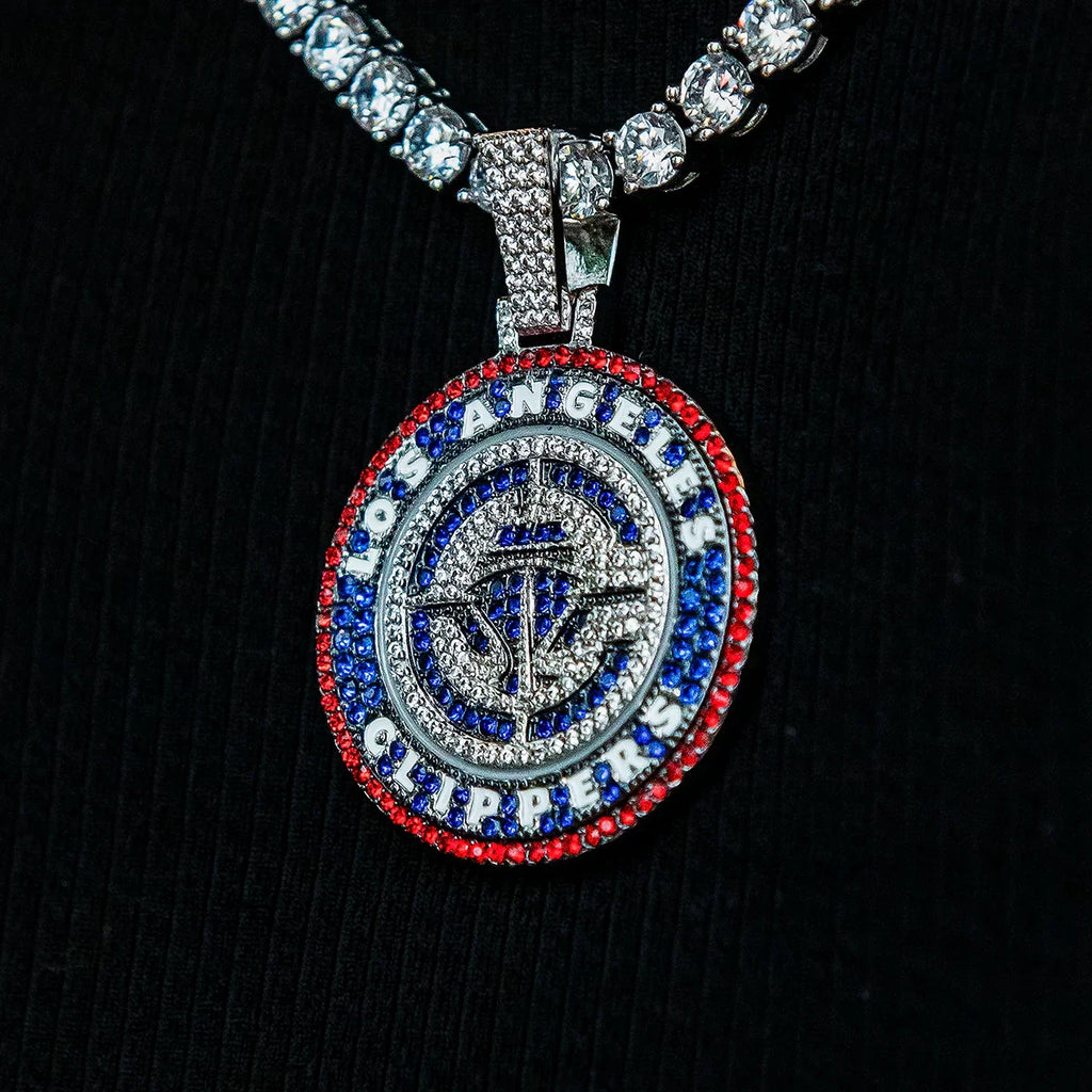 Los Angeles Clippers Official NBA 2024 Logo Pendant - White Gold