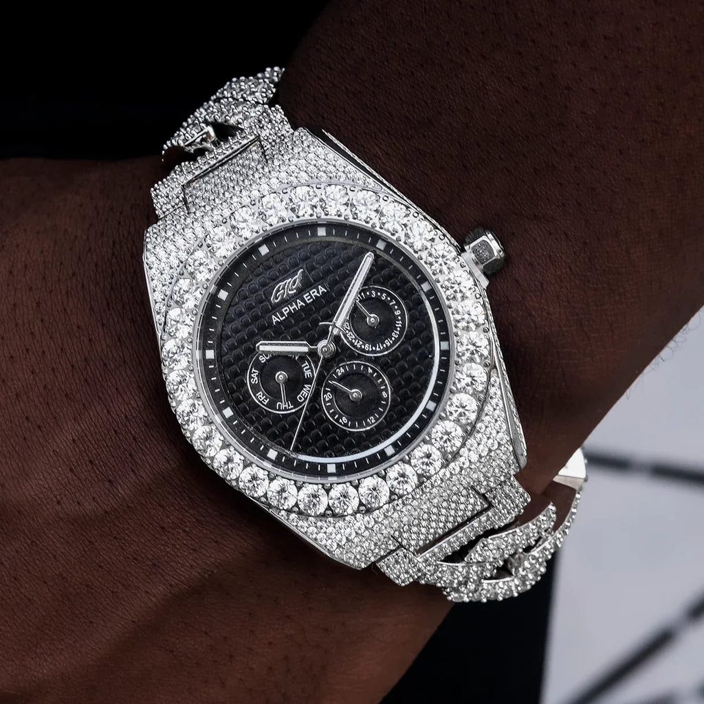 42MM Fully Iced Alpha Era® w/Diamond Prong Link Band