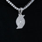 Portland Trail Blazers Official NBA Micro Logo Pendant in White Gold