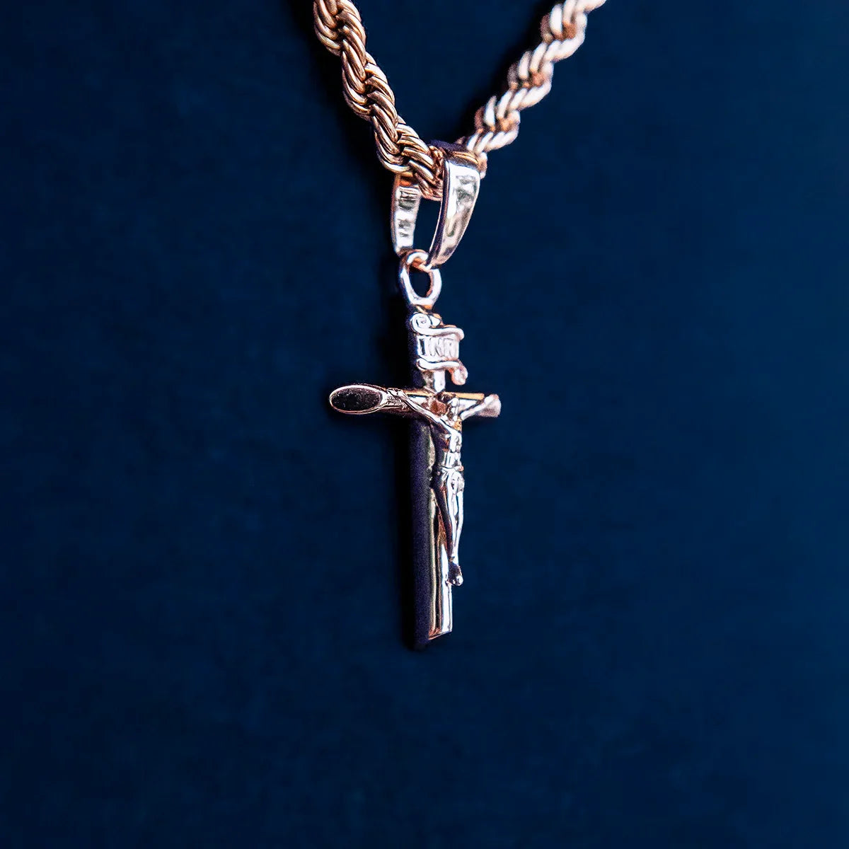 Crucifix Cross Pendant in Rose Gold