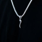 Italian Horn Pendant in White Gold