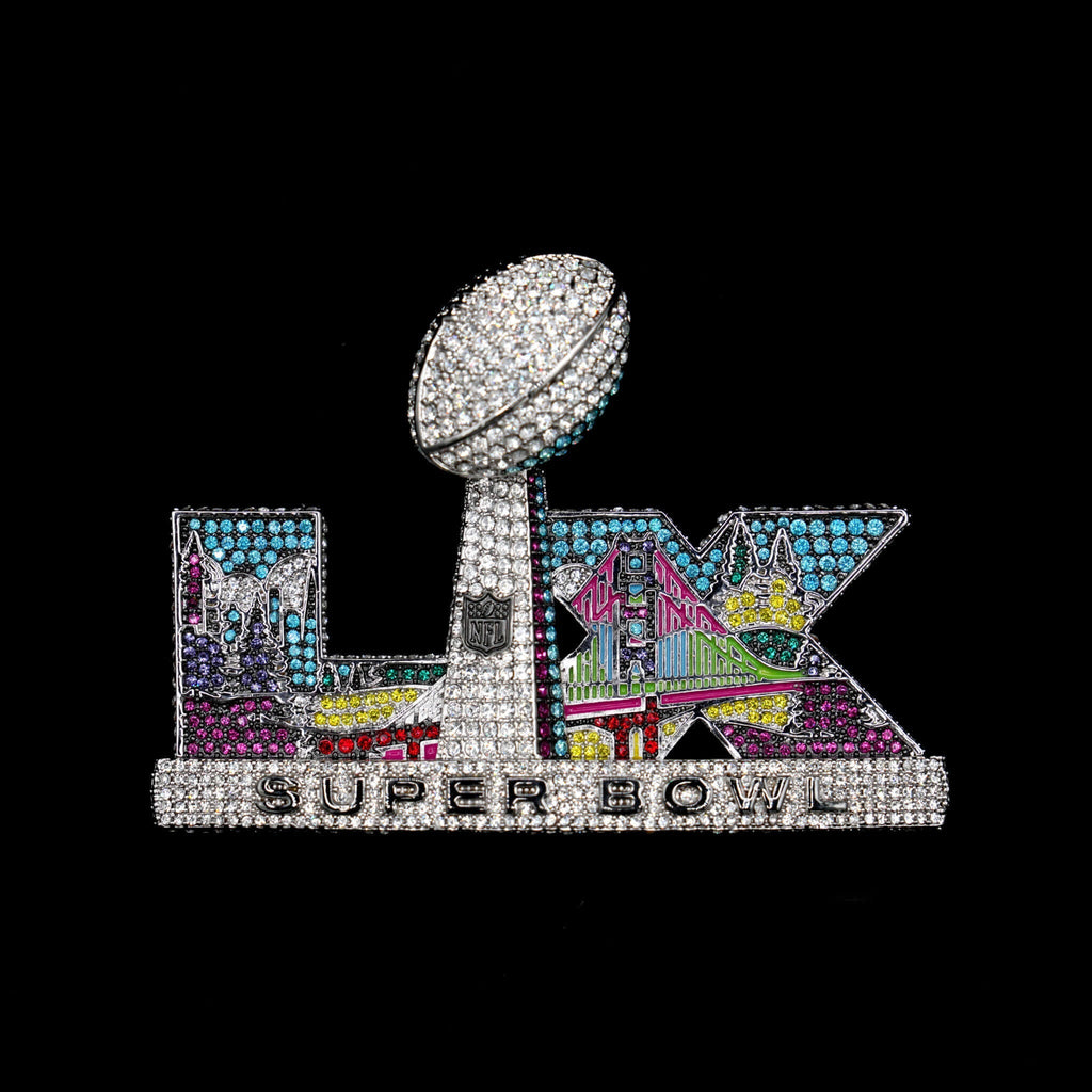 Iced 2026 Super Bowl LX Official Large NFL Logo Pendant in White Gold