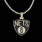Brooklyn Nets Official NBA Logo Pendant in Yellow Gold