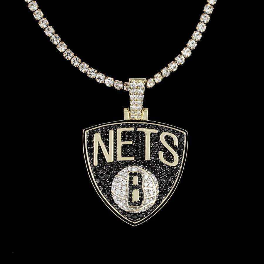 Brooklyn Nets Official NBA Logo Pendant in Yellow Gold