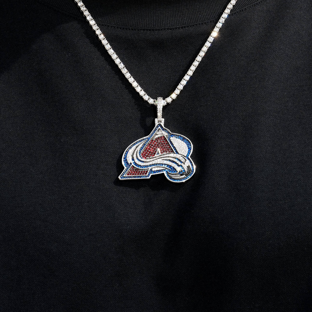 Colorado Avalanche Official NHL Logo Pendant in White Gold