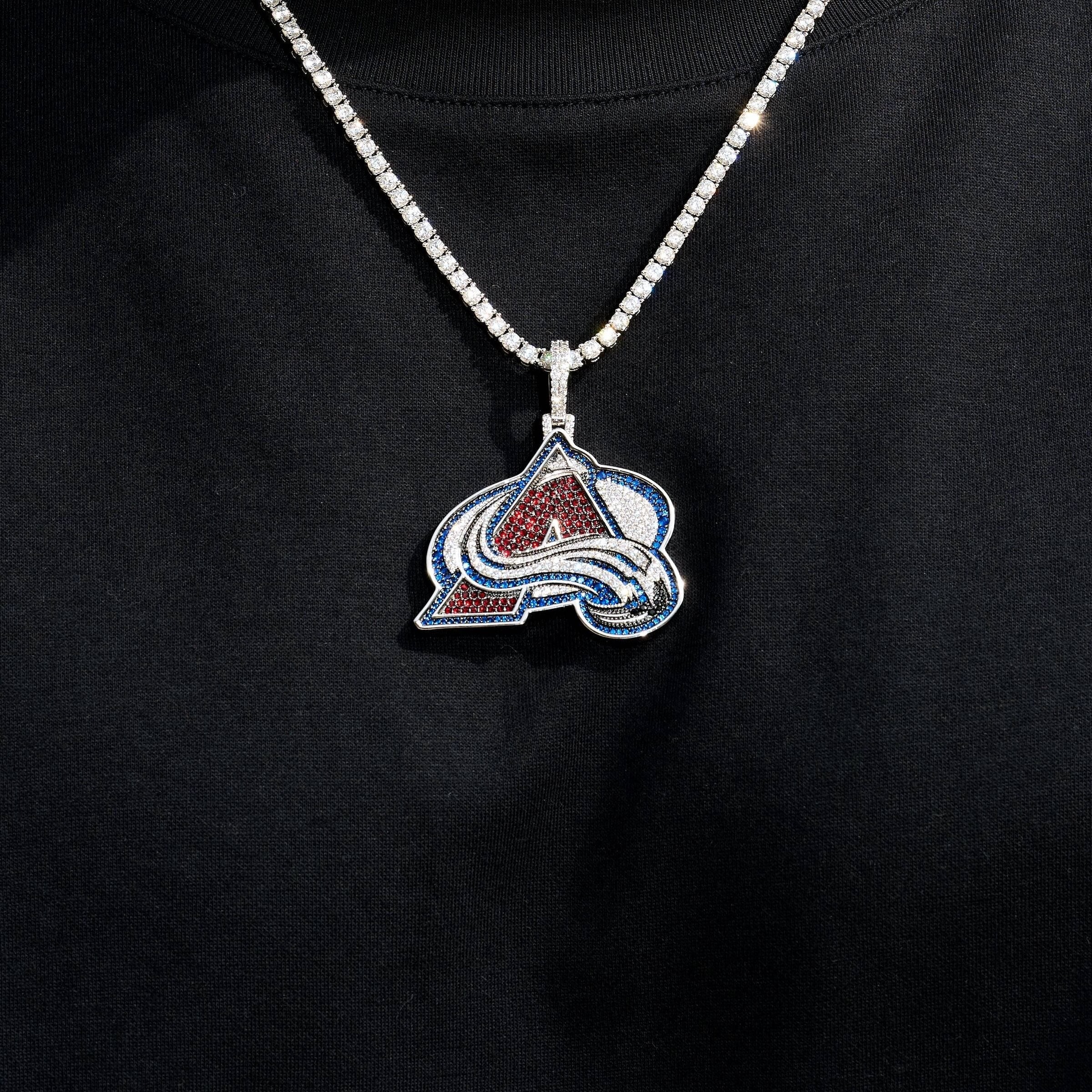Colorado Avalanche Official NHL Logo Pendant in White Gold