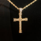 Diamond Rope Cross Pendant in Yellow Gold
