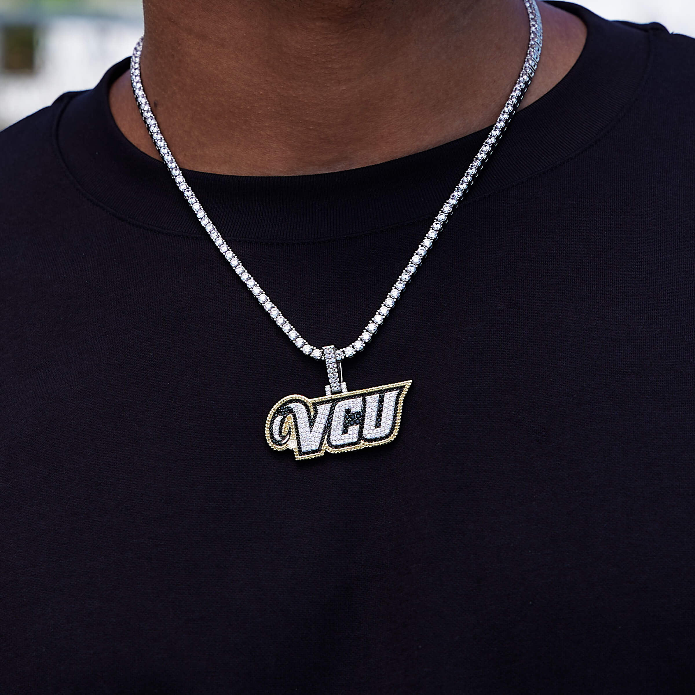 Virginia Commonwealth University Official NCAA Logo Pendant in White Gold