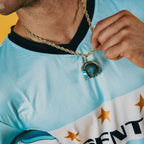 Diamond Argentina Spinning Globe Flag Pendant in Yellow Gold