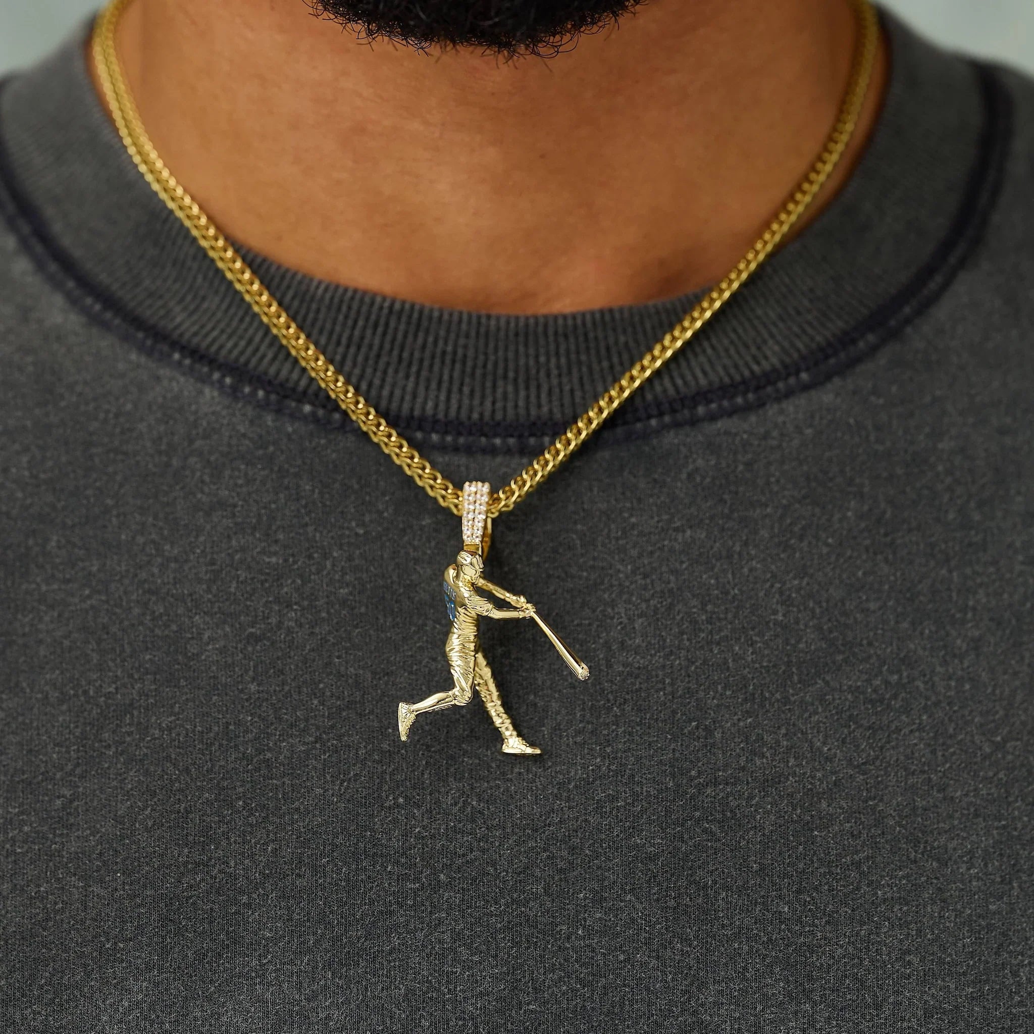 Los Angeles Dodgers Betts Official MLBPA Polished Batting Pendant in Yellow Gold