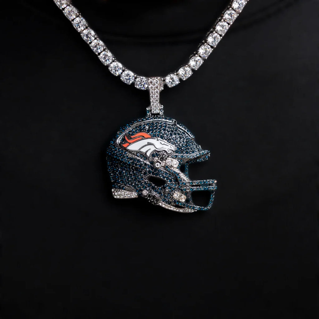 2025 Denver Broncos Team Helmet Pendant - White Gold