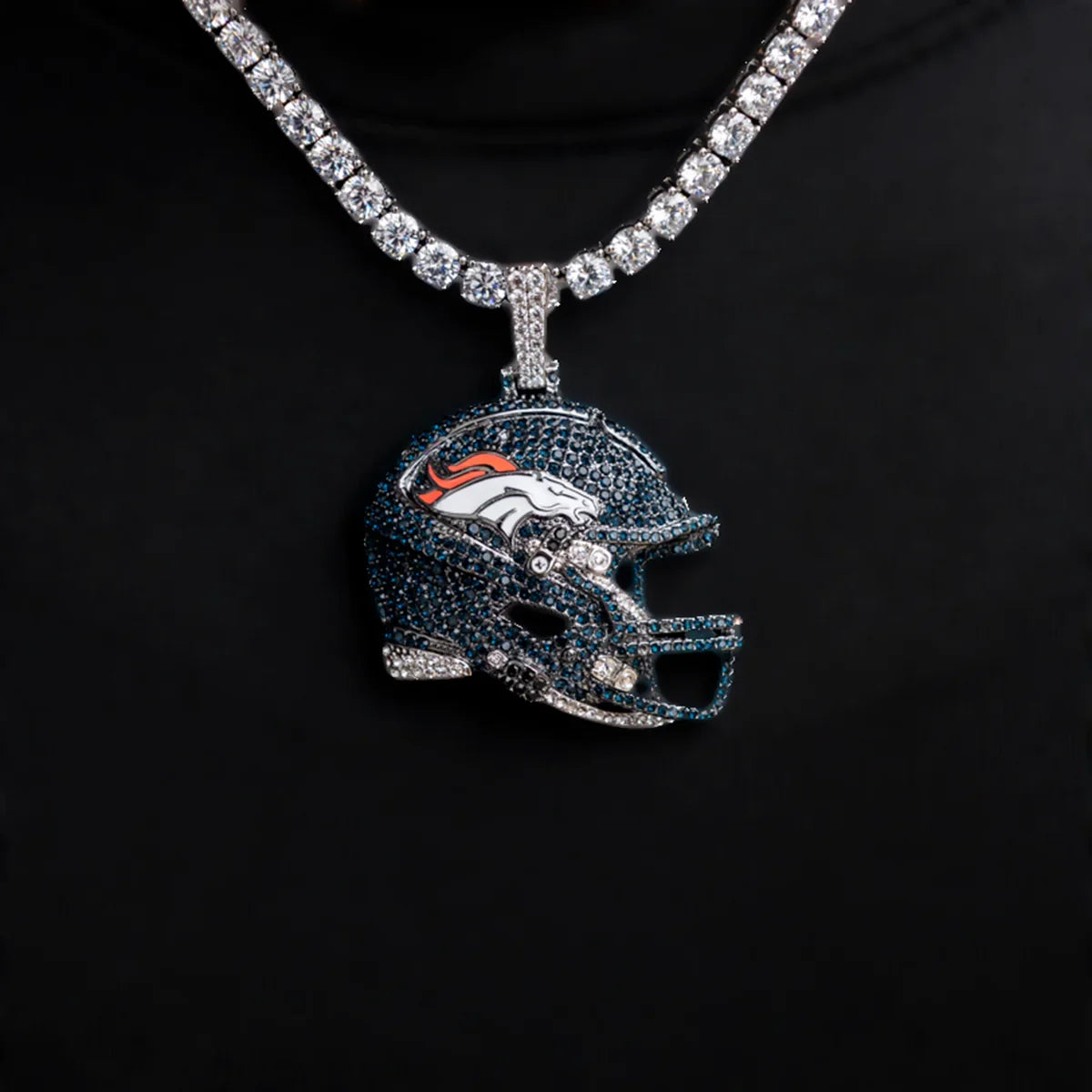 2025 Denver Broncos Team Helmet Pendant - White Gold