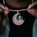 Baguette Crescent Moon Pendant