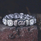 Clustered Tennis Bracelet in White Gold-12mm