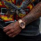 39MM Visionary Plain Case & Chocolate Dial Watch - Rose Gold