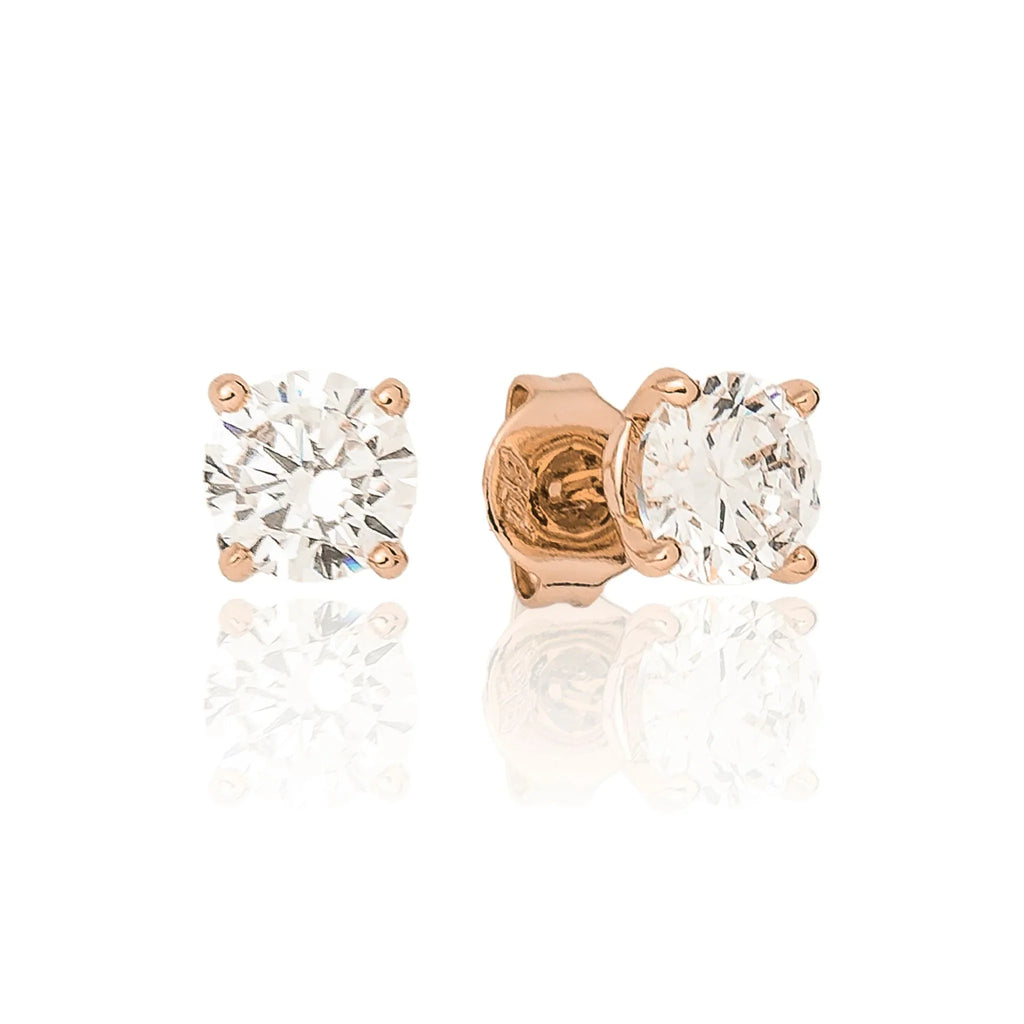 Moissanite Round Cut Diamond Stud Earring in Rose Gold Vermeil - 5mm