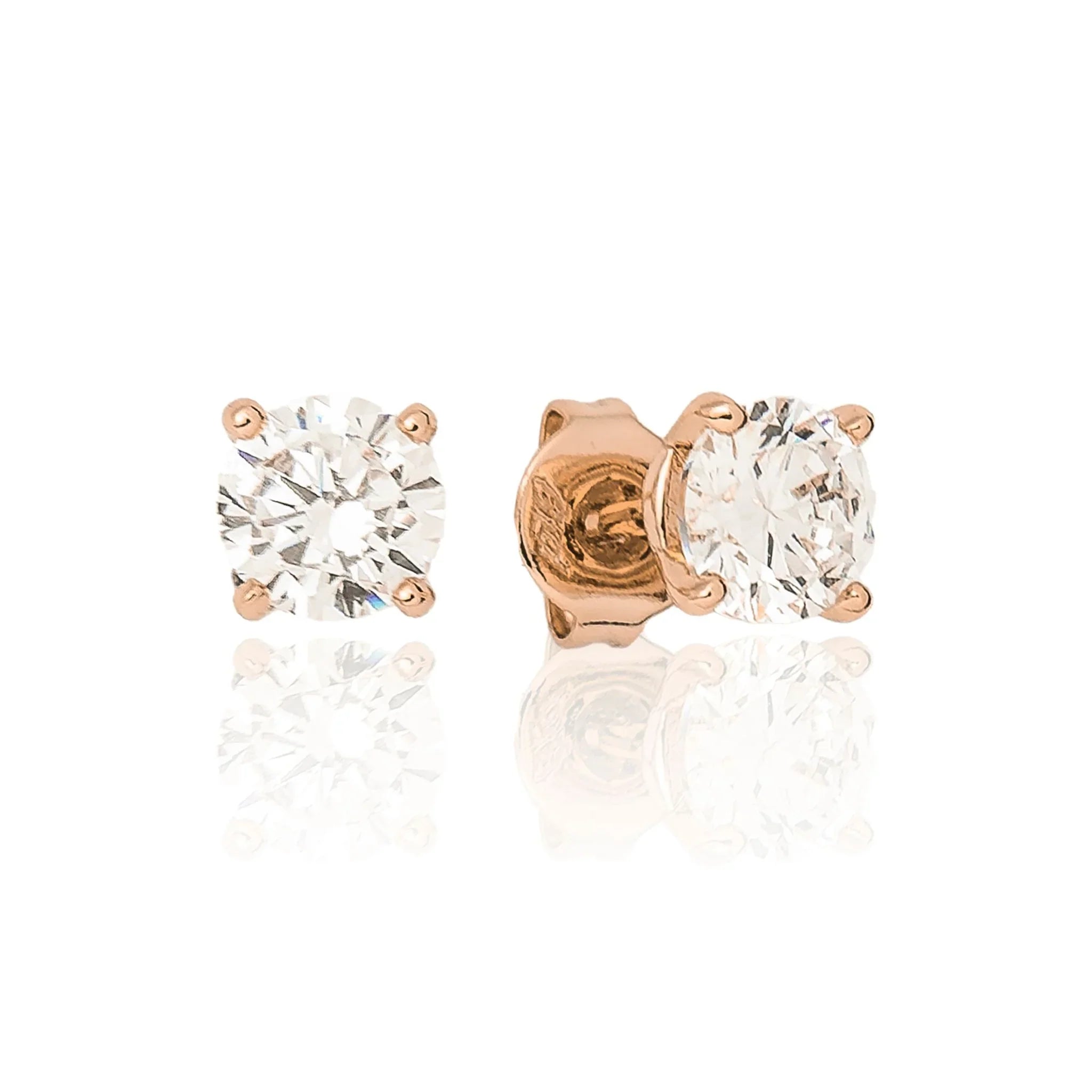 Moissanite Round Cut Diamond Stud Earring in Rose Gold Vermeil - 5mm