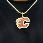 Calgary Flames Official NHL Logo Pendant in Yellow Gold
