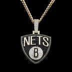 Brooklyn Nets Official NBA Logo Pendant in Yellow Gold