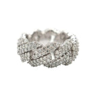 Moissanite Diamond Prong Cuban Ring in Sterling Silver