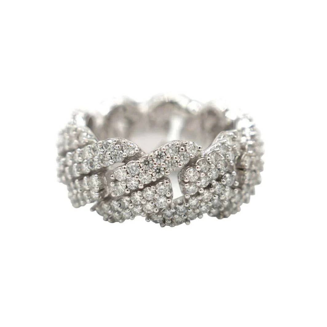 Moissanite Diamond Prong Cuban Ring in Sterling Silver