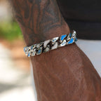 LA Dodgers Official MLB Stealth Cuban Bracelet in White Gold