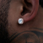 Cushion Cut Moissanite Earrings in Rose Gold Vermeil