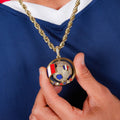 Diamond France Spinning Globe Flag Pendant in Yellow Gold
