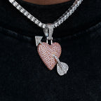 Pink Heart/Arrow Pendant in White Gold