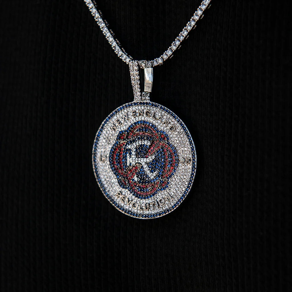 New England Revolution Official MLS Logo Pendant in White Gold