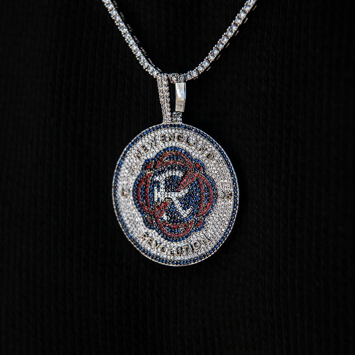 New England Revolution Official MLS Logo Pendant in White Gold