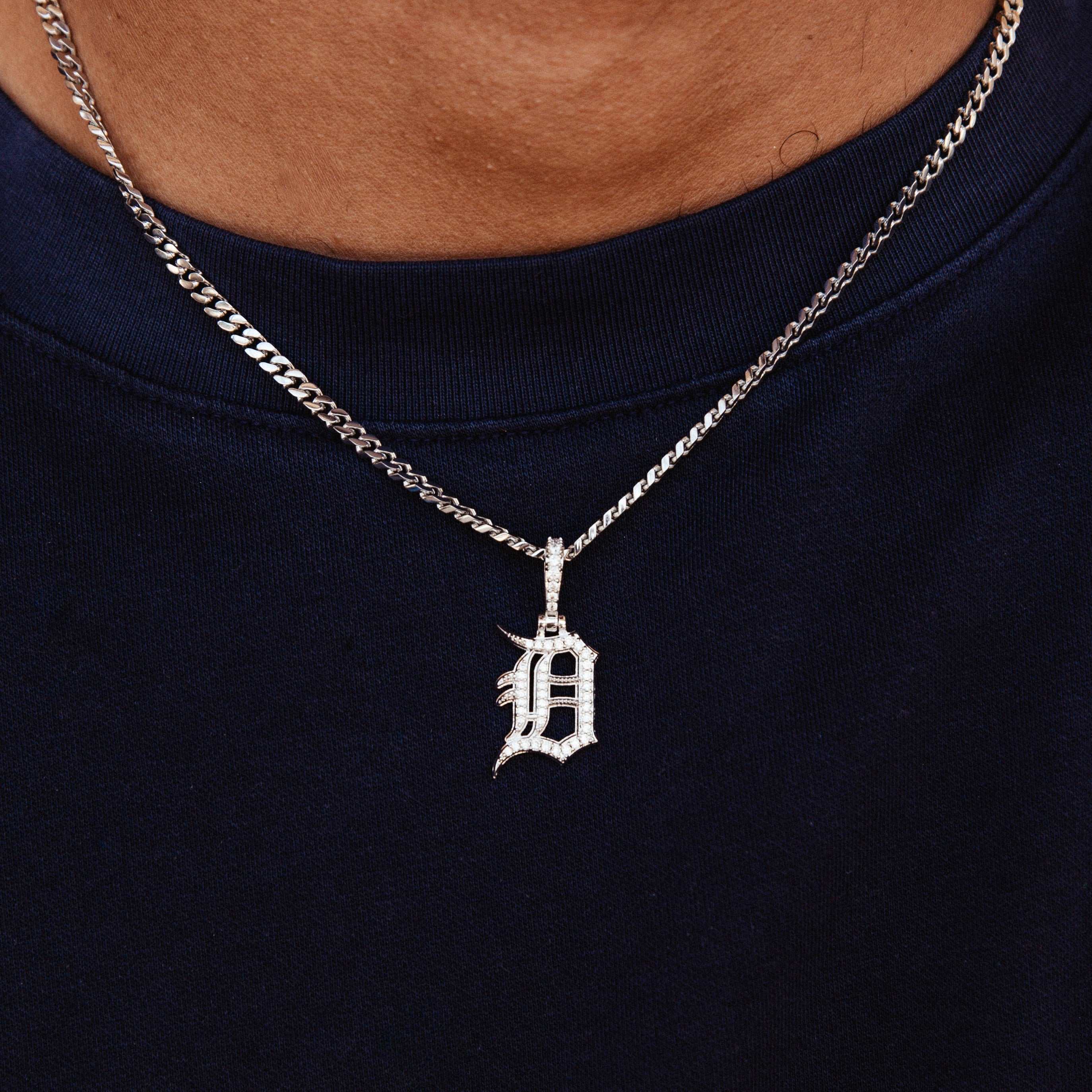 Detroit Tigers Official MLB Micro Logo Pendant in White Gold