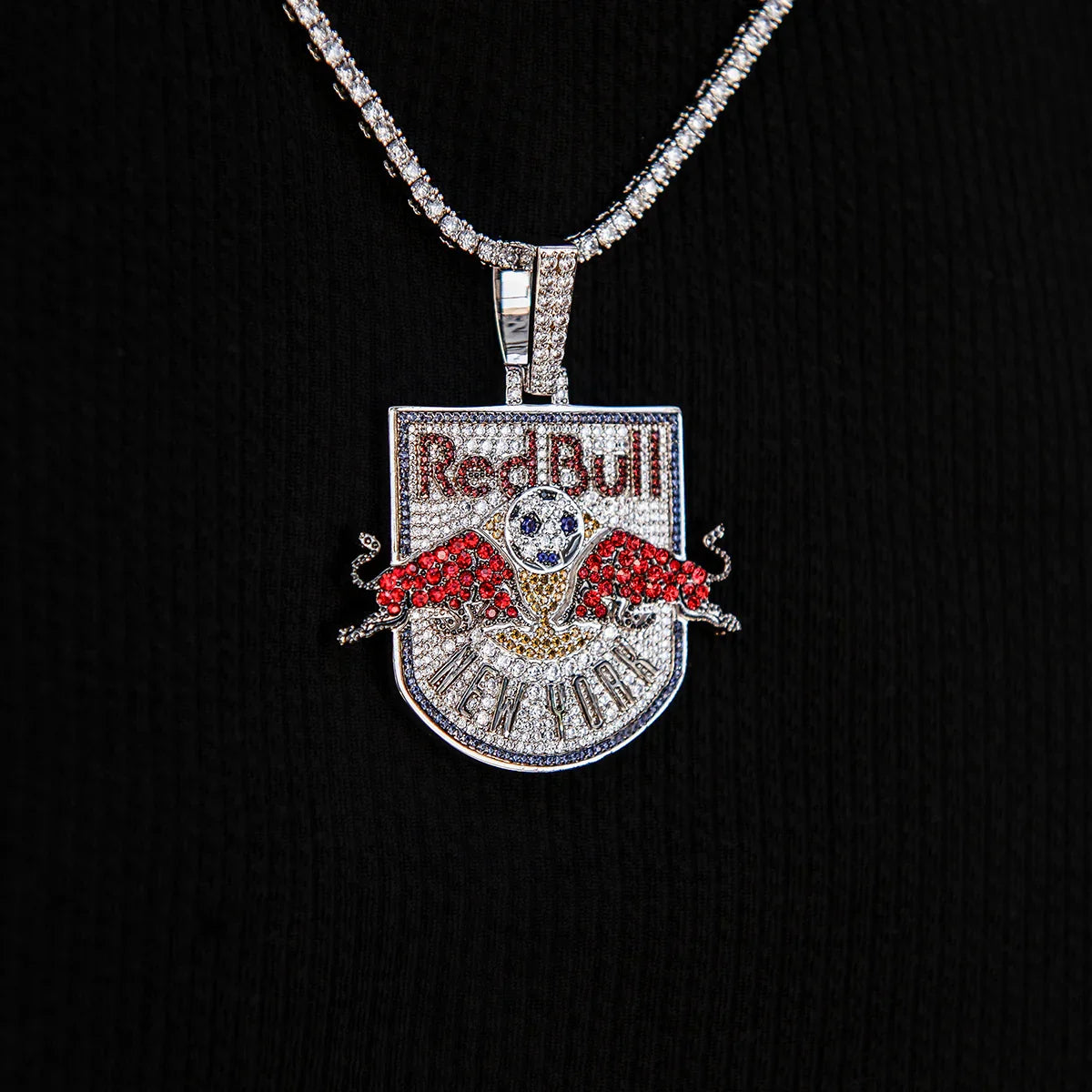 New York Red Bulls Official MLS Logo Pendant in White Gold