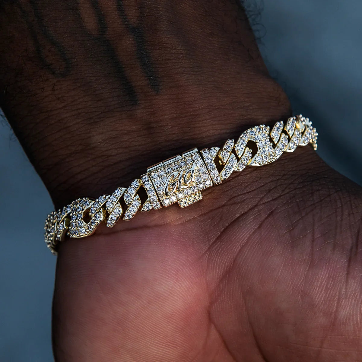 9MM Iced Puffed Mariner Cuban Bracelet - Gold