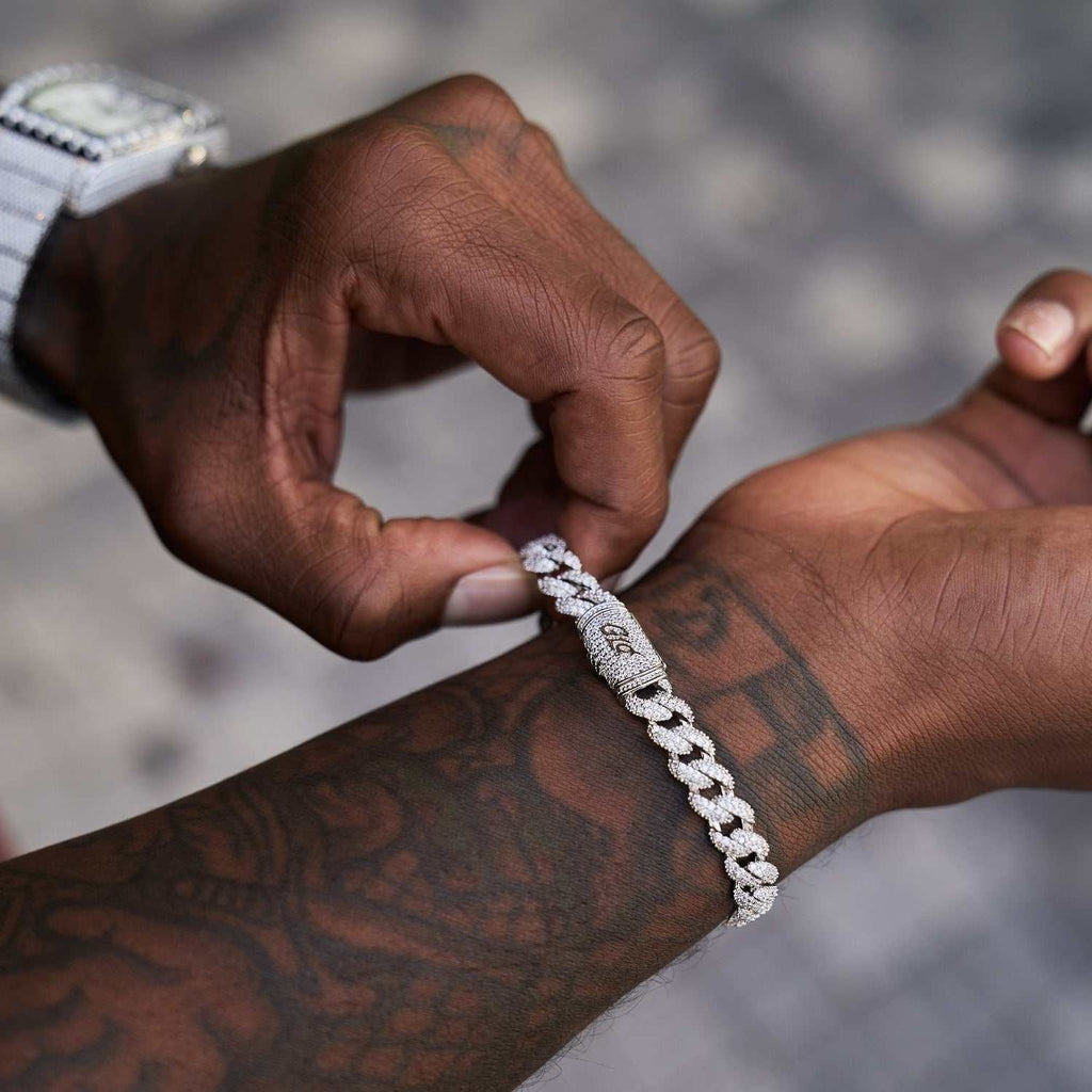 Diamond Cuban Chain + Bracelet Bundle in White Gold - 8.5mm