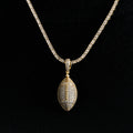 Iced Football Pendant in Yellow Gold