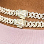 Diamond Prong Cuban Chain in Yellow Gold - 8.5mm