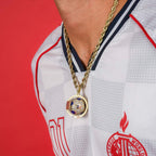 Diamond USA Spinning Globe Flag Pendant in Yellow Gold